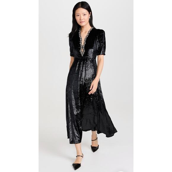 NWT SALONI Tabitha Velvet Dress Sz 6 // Black // New - Picture 3 of 7